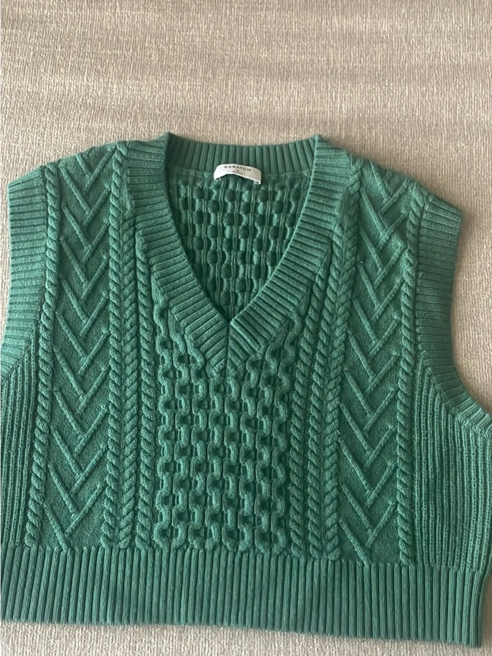 Barbaton Knit V-Neck Sweater Vest - Green